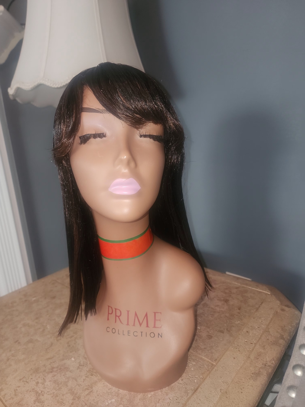 Wig in Dark Brown with Side Bangs